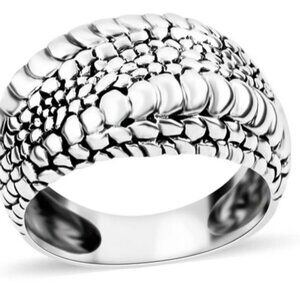 Bali Legacy STERLING SILVER DRAGON Skin Pattern Ring Sz 7 Marked 925